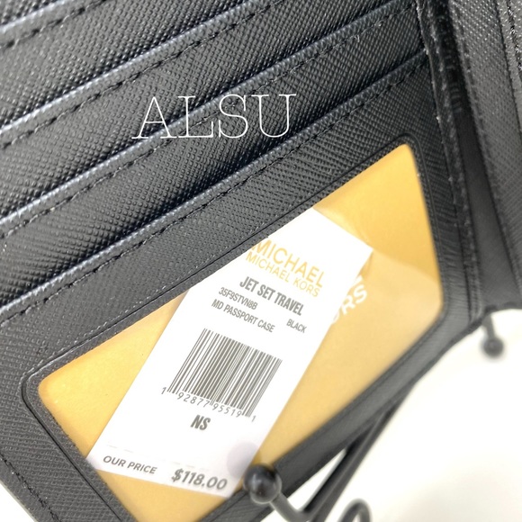 Michael Kors MD Passport Case Leather Black Logo - Picture 5 of 6